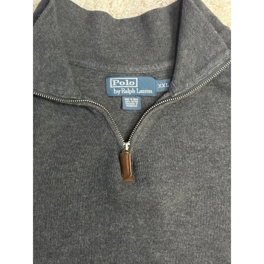 Polo Ralph Lauren Mens XXL Charcoal Grey 1/4 Zip Cotton Pullover‎ Sweater